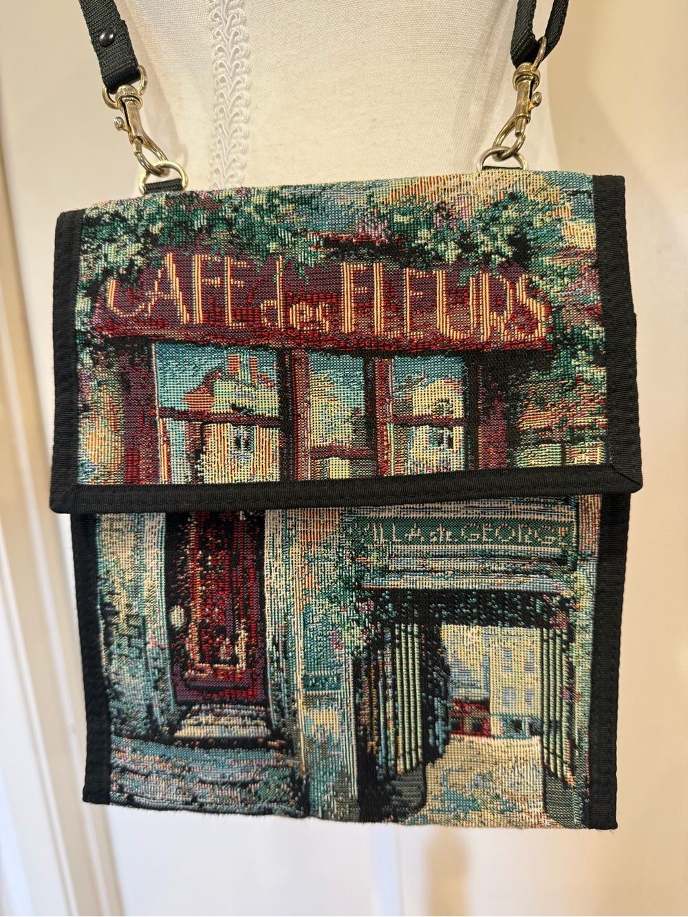 Danny K Beverly Hills Black Woven Tapestry Handbag Vintage NOS